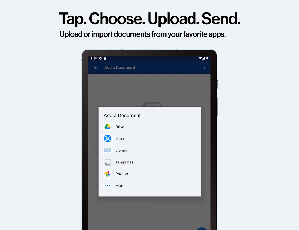 DocuSign app upload docs